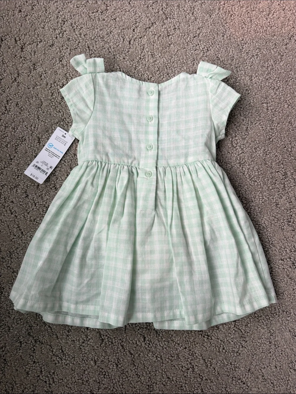 Carter's Just One You Baby Girls' Gingham Dress Green Plaid Size 3M NWT